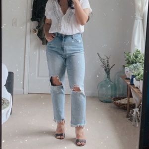 Kendall&Kylie High Rise Ripped Jeans